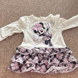 Disney Cream Top with Pink & Black Minnie Graphic and Ruffle Skirt